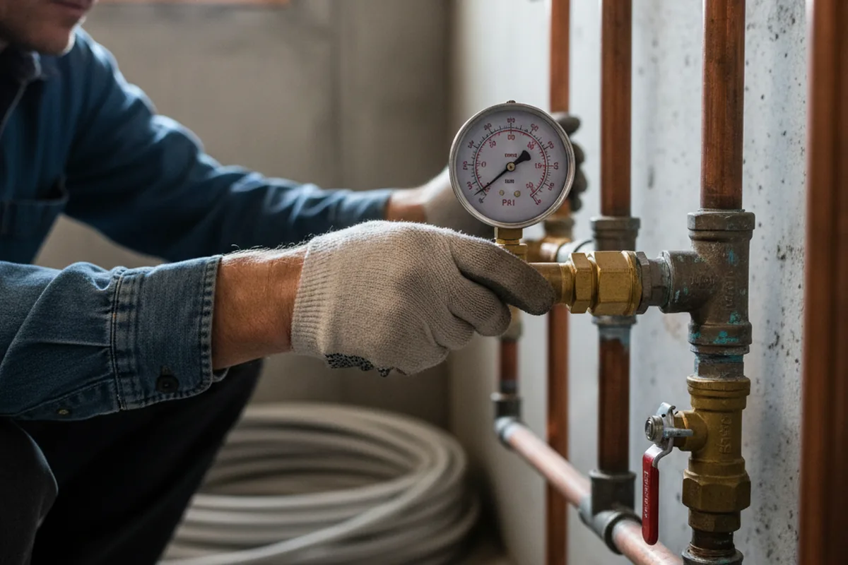 Pressure testing a repaired line during Water Line Repair in Indian Springs